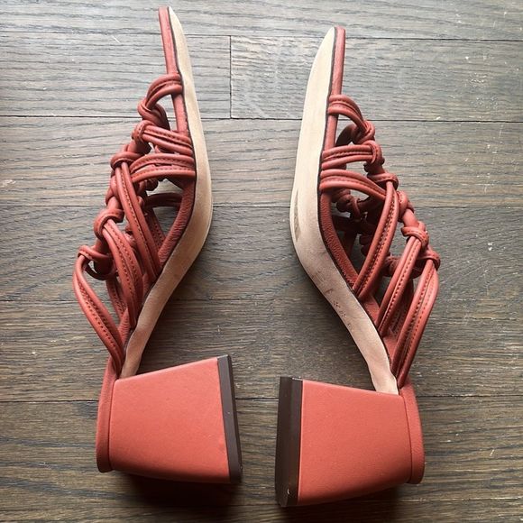 STAUD Adeline Knotted Leather Heels in Spice - Picture 5 of 6